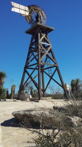 Ed gives some scale to an ols water windmill.  These mills were bought as kits and assembled on site.
