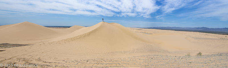Not Sean Connery, but a full grown man on top of the dune.